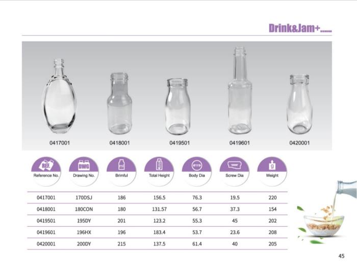 Clear Glass Drink Bottles 180ml - 215ml